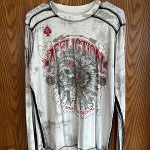 Affliction White Long Sleeve Graphic Tee